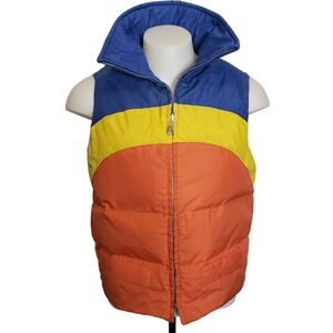 Vintage 80's Montgomery Ward Duck Down Reversible Multicolor Vest Size Medium